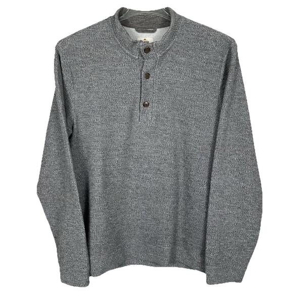 Marine Layer Henley Sweater Sweatshirt Men's Large Gray Textured Preppy Casual - Picture 1 of 13